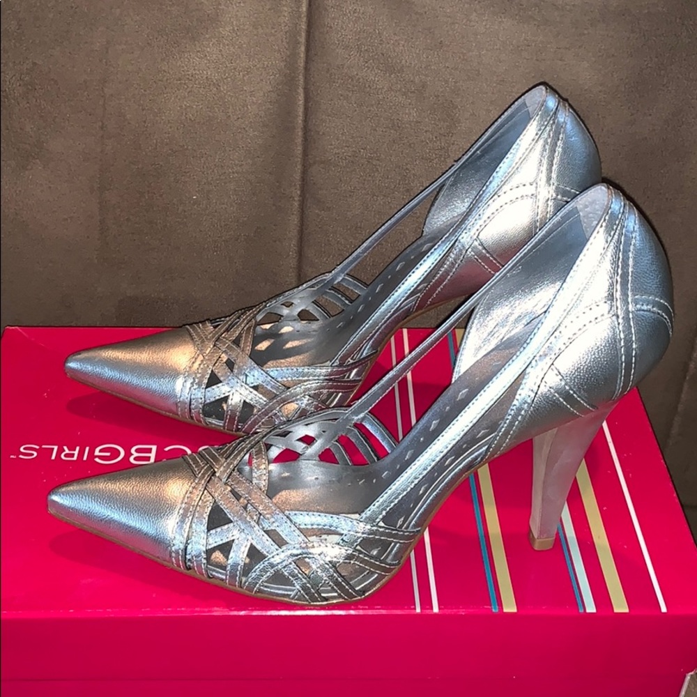 BCBG Silver Heels